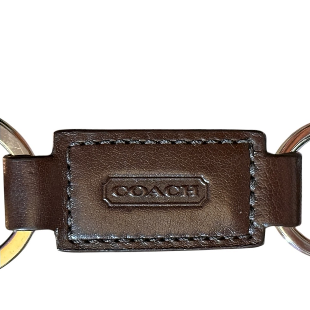 Coach Brown Leather Valet 2-in-1 Embossed Split Key Ring with Snap Logo (NWOT) - Picture 2 of 7